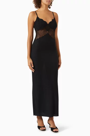 Tara Crochet Maxi Dress in Viscose-blend Knit