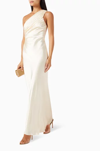 La Lune One-shoulder Maxi Dress in Satin