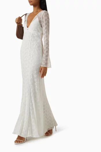 La Lune Sol Panelled Maxi Dress in Lace