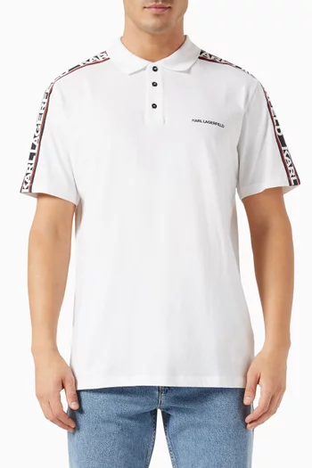 Logo Tape Polo Shirt in Organic Cotton Jersey
