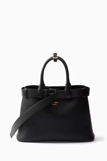 Medium Buckle Tote Bag in Leather