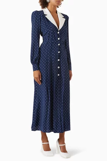 Polka-dot Midi Dress in Silk