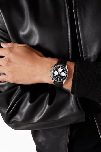 Carrera Automatic Chronograph Steel & Leather Watch, 39mm