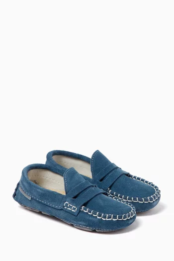 Contrast-stitch Loafers in Suede