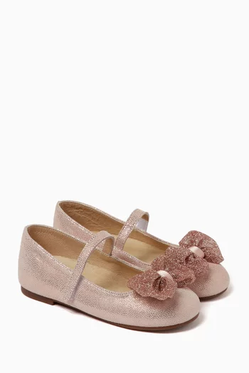 Bow-embellished Ballerina Shoes in Suede