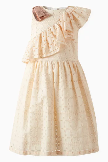 Diagonal Ruffle Bodice Dress in Cotton