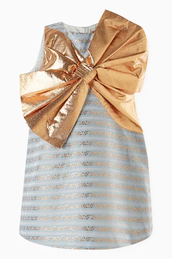 فستان قصير مزين بعقدة كبير جاكار