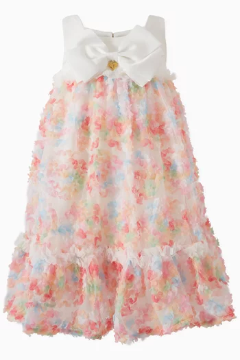 Donatella Snowdrop Floral-applique Dress in Tulle