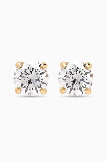 Round Diamond Stud Earrings in 18k Gold