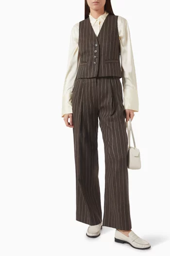 Frida Striped Vest in Linen-blend