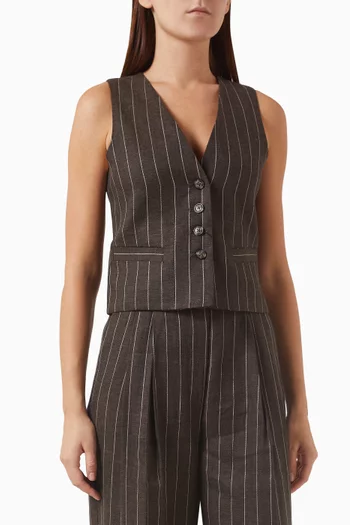 Frida Striped Vest in Linen-blend