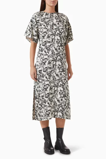 Hazel Printed Midi Dress in Viscose