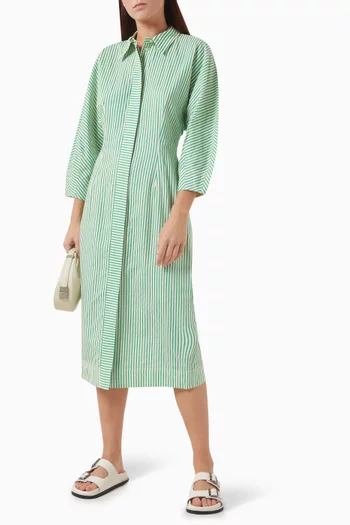 Laurie Striped Midi Dress in Cotton-blend