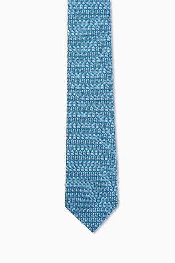 Interwoven Gancini-print Tie in Silk