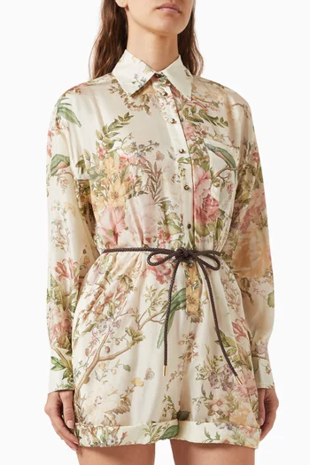 Waverly Shirt Playsuit in Silk Habotai