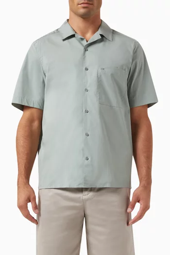 قميص بياقة كوبية قطن بوبلين