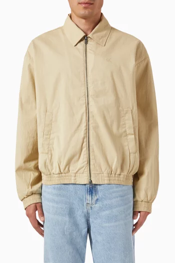 Linear Texture Harrington Jacket in Cotton