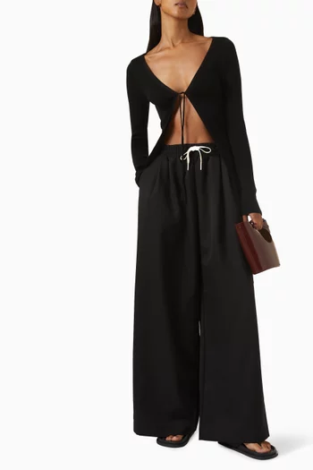 Wide-leg Drawstring Pants in Recycled Polyester Blend