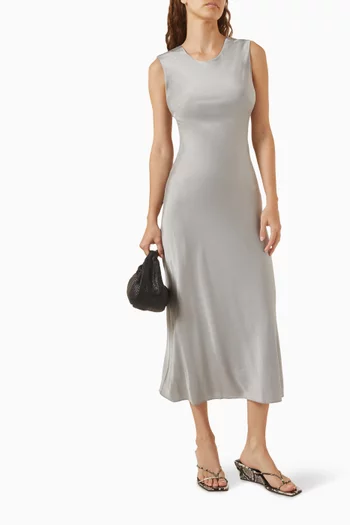 Rouleau Tie Midi Dress in Silk Blend
