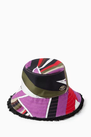 Marmo-print Bucket Hat in Cotton-canvas