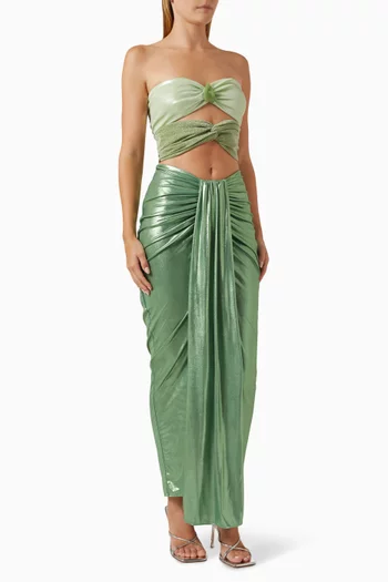 Giselle Ruched Cutout Maxi Dress in Lcyra