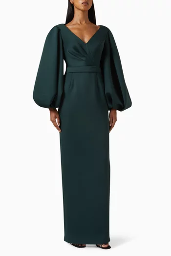 Off-shoulder Column Gown in Scuba