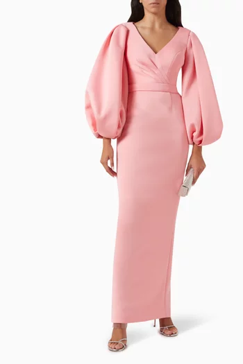 Off-shoulder Column Gown in Scuba