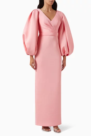 Off-shoulder Column Gown in Scuba