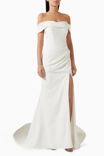 Off-shoulder Heart-shaped Gown in Crepe