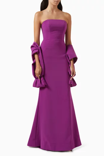 Strapless Detachable Scarf Gown in Crepe