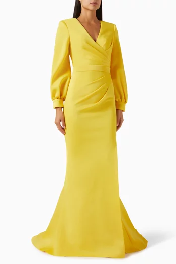 Puff-sleeve Mermaid Gown in Scuba