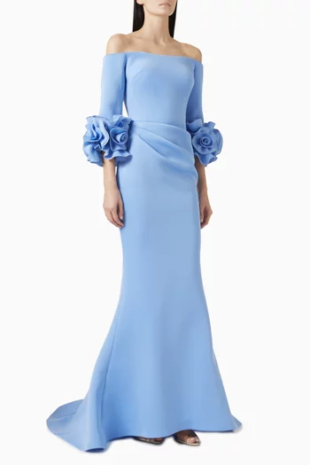 Ruffle Sleeves Off-shoulder Gown
