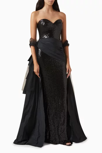 Sequin-embellished Gown In Taffeta