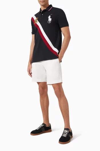 شورت بتصميم مسطح في الأمام قطن مطاطي