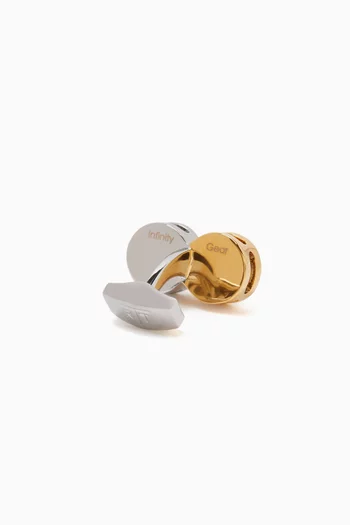 Infinity Gear Cufflinks in Palladium-plated & Yellow Gold-plated Metal