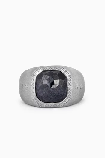 Doppione Signet Ring in Rhodium & Silver