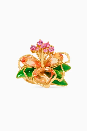 Paradise Floral Cocktail Ring in Plated-metal