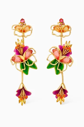 Paradise Floral Linear Earrings in Plated-metal
