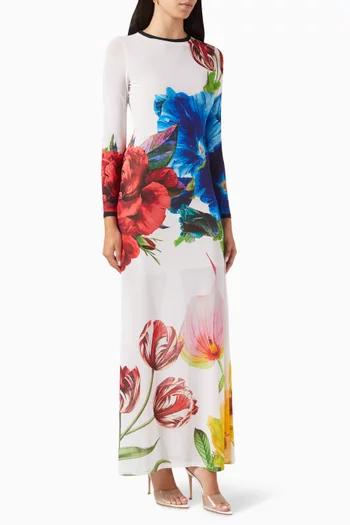 فستان ديلورا طويل بنقشة زهور