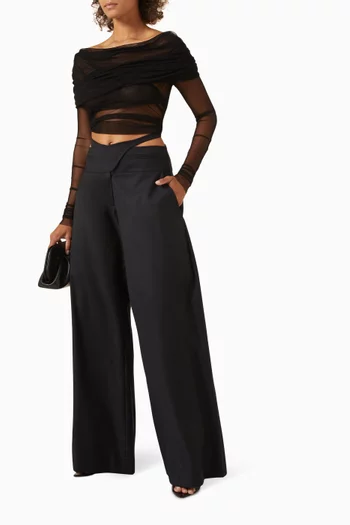 Veiled Off-shoulder Top in Mesh