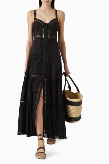 Ardele Front-slit Maxi Dress in Cotton Blend