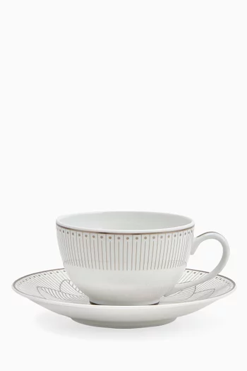 Malmaison Impériale Set of 2 Tea Cup and Saucers in Platinium Finish