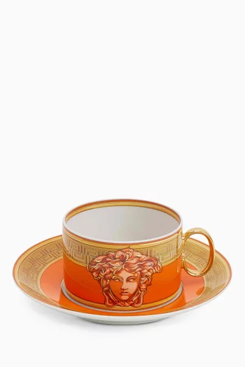 Medusa Amplified Coin Tea Cup & Saucer set in Porcelain