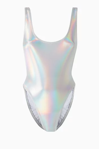 Marissa Hologram One-piece Swimsuit in Stretch Lamé