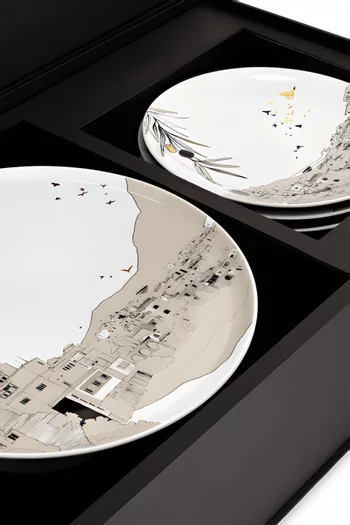 حامل كيك و4 أطباق للحلوى نسيم بورسلين