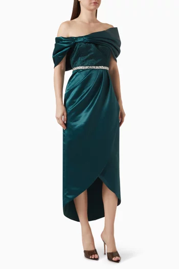 Maia Embellished Dress in Satin