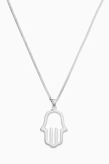 Hamsa Hand Necklace in Sterling Silver