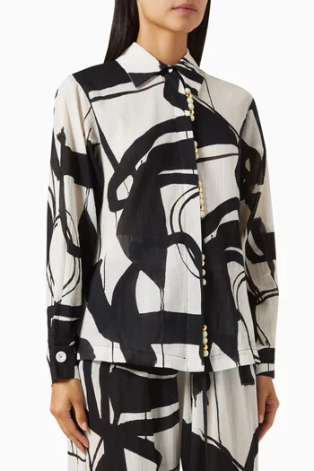 Printed Long-sleeve Shirt in Cotton
