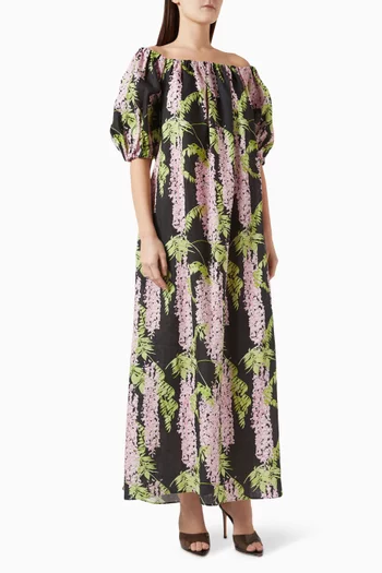 Zaza Floral-print Maxi Dress in Linen