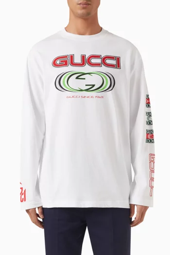 Buy Gucci White Oversized Long sleeve T shirt in Jersey For Men Online Ounass UAE